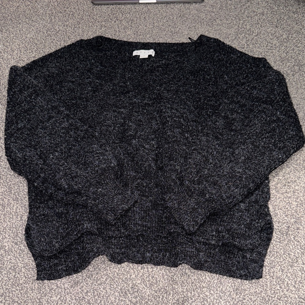 Hyfve Chunky Knit Sweater Gray Black Cozy Boutique Size M
